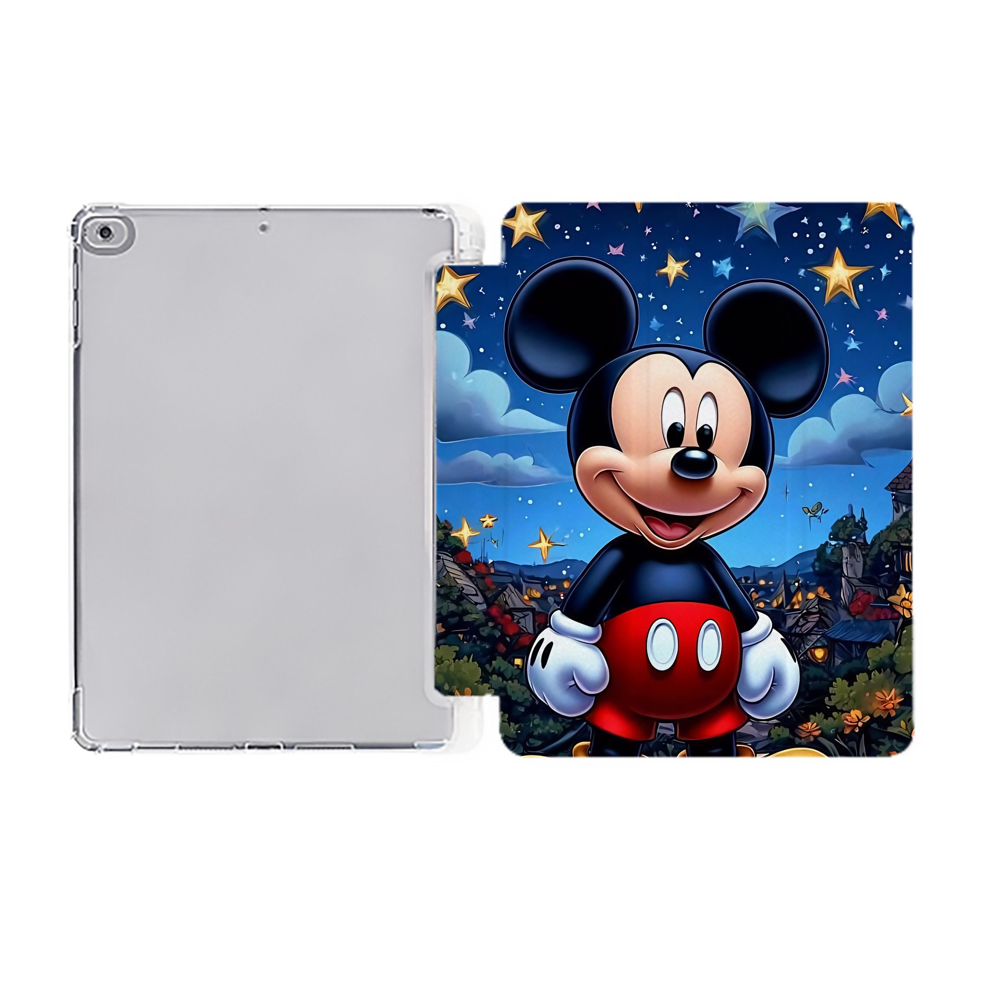 （画像用） ミッキーマウス Mickey Mouse IPad ケース ペン収納付き 三つ折りスタンド PUレザー×シリコン 対応機種9.5/10.5/10.9インチ